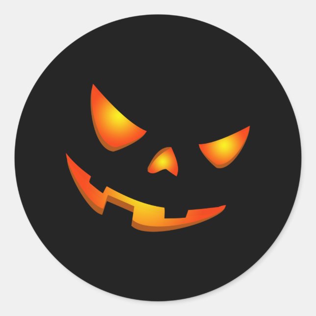 Pegatina Redonda Scary Pumpkin Face Halloween Jack O Lantern (Anverso)