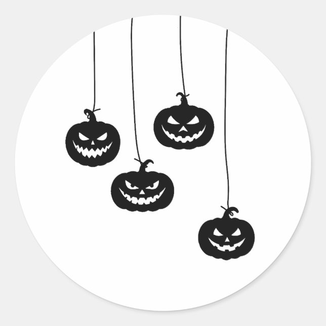 Pegatina Redonda Scary Pumpkin hanging (Anverso)