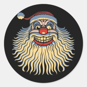 Pegatina Redonda Scary Santa Clown