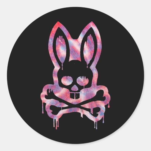 Pegatina Redonda Scary Skull Y Crossbone D Rabbit Horror Bunny H (Anverso)