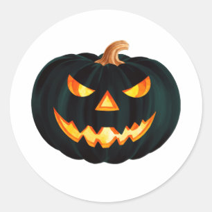 Pegatina Redonda Scary Spooky Jack-O-Lantern