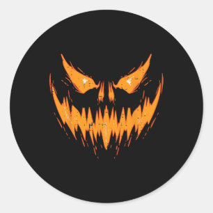 Pegatina Redonda Scary Spooky Jack O Lantern Face Pumpkin Halloween