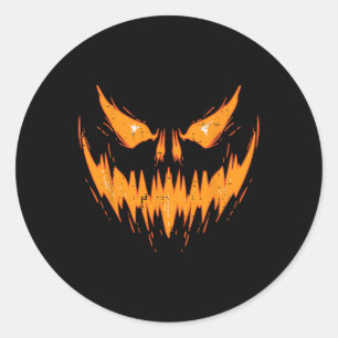 Pegatina Redonda Scary Spooky Jack O Lantern Face Pumpkin Halloween
