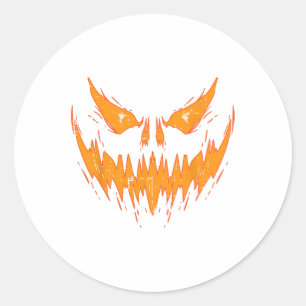 Pegatina Redonda Scary Spooky Jack O Lantern Face Pumpkin Halloween