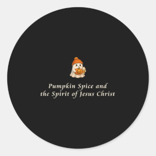Pegatina Redonda Sce De Calabaza Y El Srit De Jesucristo