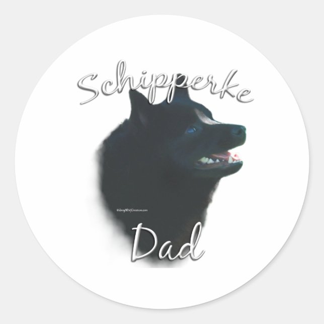 Pegatina Redonda Schipperke Dad 2 (Anverso)