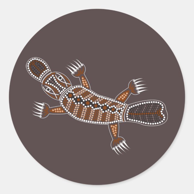 Pegatina Redonda Schnabeltier oder Platypus (Anverso)