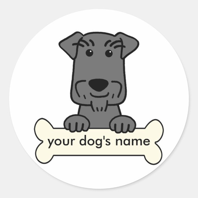 Pegatina Redonda Schnauzer en miniatura personalizada (Anverso)