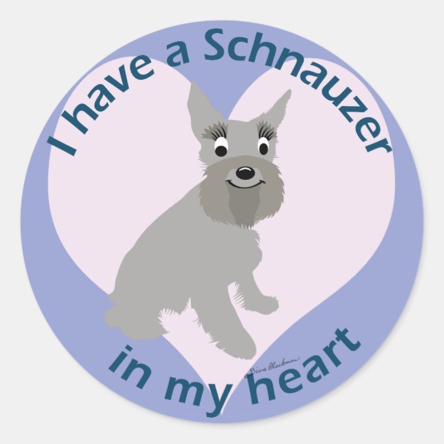 Pegatina Redonda Schnauzer In My Heart (Anverso)