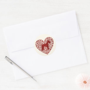 Pegatina Redonda Schnauzer Silhouette Heart Paws Print - Dog Lover