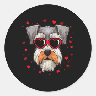 Pegatina Redonda Schnauzer Valentine Heart Cute Dog Lover