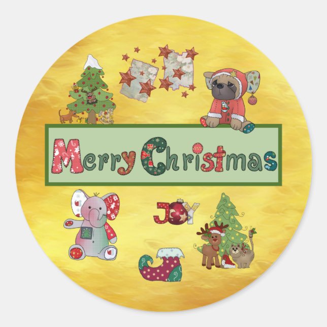 Pegatina Redonda Schöne Weihnachten (Anverso)