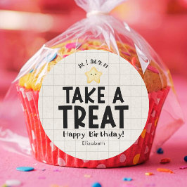 Pegatina Redonda School Kids Birthday Treat Kawaii Star Kraft