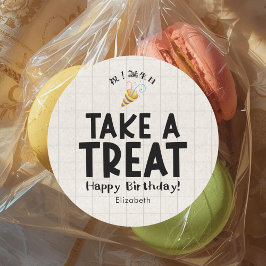 Pegatina Redonda School Kids Birthday Treat Party Popper Kraft