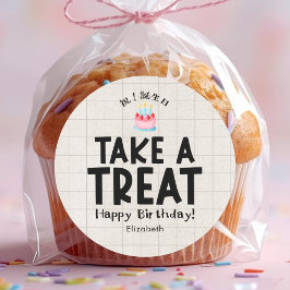 Pegatina Redonda School Kids Treat Birthday Cake Kraft