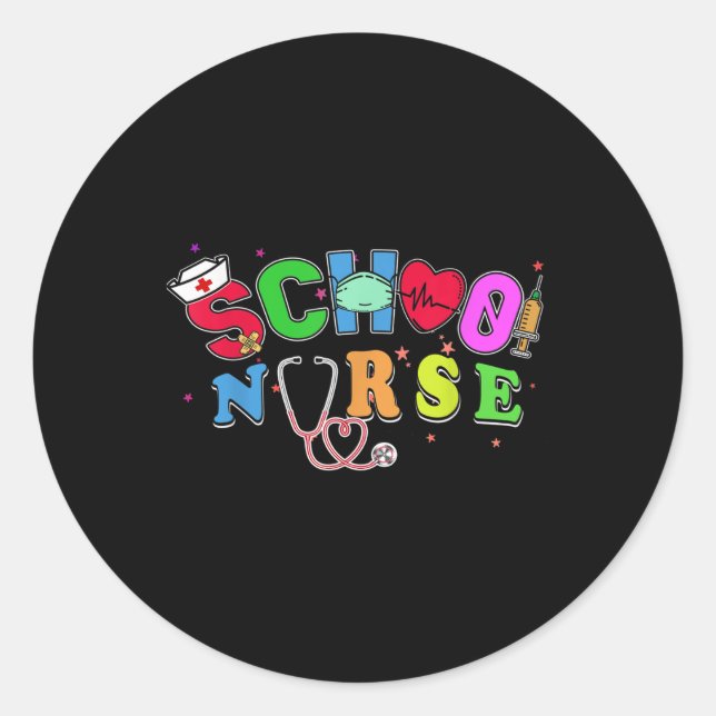 Pegatina Redonda School Nurse Tee Registered Nurse Back To School N (Anverso)