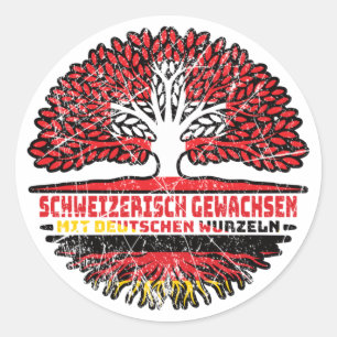 Pegatina Redonda Schweiz Schweizer Deutsch Deutschland Baum Wurzel