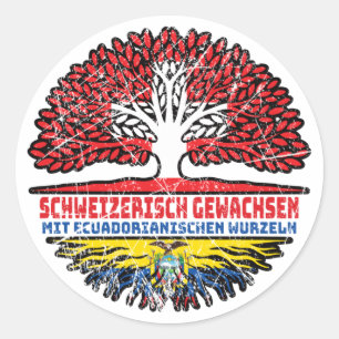 Pegatina Redonda Schweizer Schweiz Baum, ecuatoriano