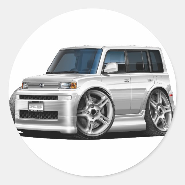 Pegatina Redonda Scion XB White Car (Anverso)