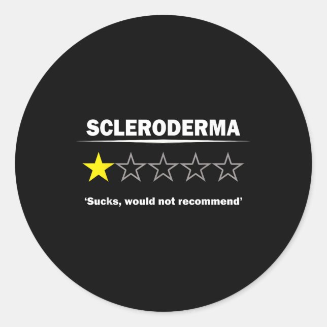 Pegatina Redonda Scleroderma Awareness Humor One Star Rating Design (Anverso)