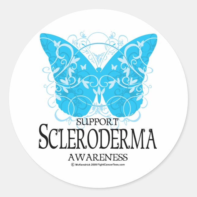 Pegatina Redonda Scleroderma Butterfly 2 (Anverso)