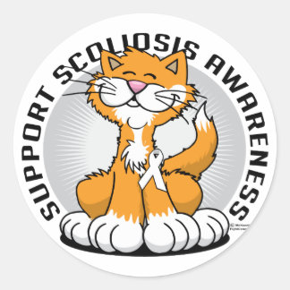 Pegatina Redonda Scoliosis Cat