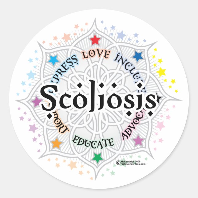 Pegatina Redonda Scoliosis Lotus (Anverso)