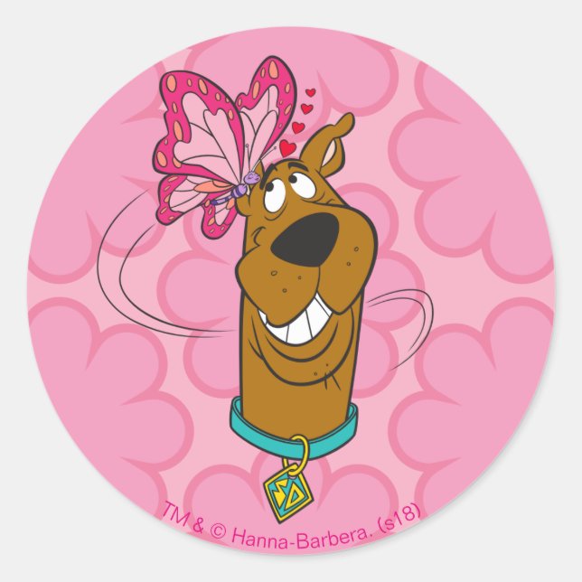 Pegatina Redonda Scooby-Doo Butterfly Kisses (Anverso)