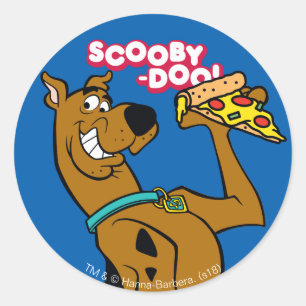Pegatina Redonda Scooby-Doo Con Pizza Slice