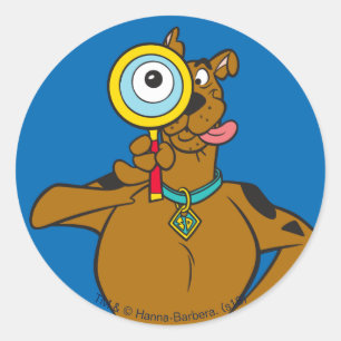 Pegatina Redonda Scooby-Doo Con Vidrio De Aumento