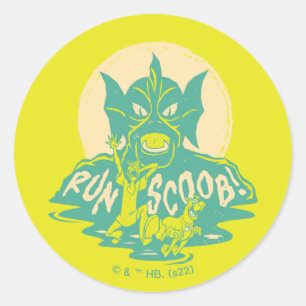 Pegatina Redonda Scooby-Doo   ¡Corre Scoob!