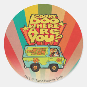 Pegatina Redonda Scooby-Doo   "¿Dónde Estás?" Retro Personalizado V