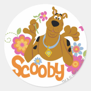 Pegatina Redonda Scooby-Doo En Flores