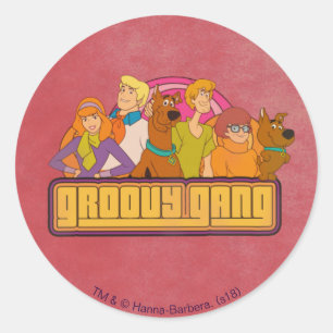 Pegatina Redonda Scooby-Doo   Gráfico retro Personalizado "Groovy G