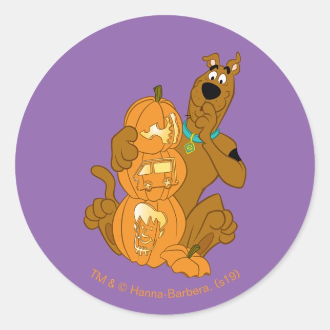 Pegatina Redonda Scooby-Doo | Jack-O-Lantern de Halloween (Anverso)