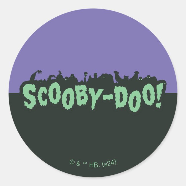 Pegatina Redonda ¡Scooby-Doo! Logotipo de silueta de monstruos (Anverso)