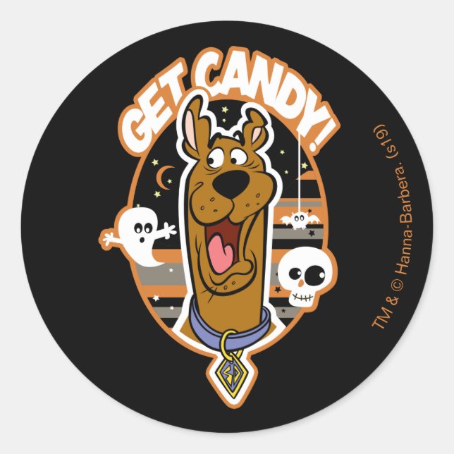 Pegatina Redonda Scooby-Doo | Obtener Candy! (Anverso)
