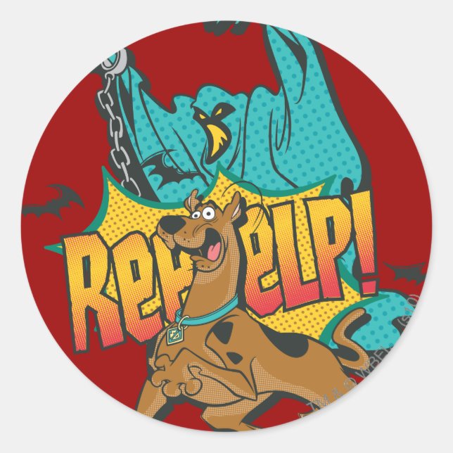 Pegatina Redonda Scooby Doo "¡Reeeelp!" (Anverso)