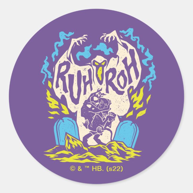 Pegatina Redonda Scooby-Doo | Ruh Roh Scooby & Shaggy (Anverso)