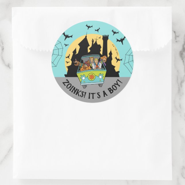 Pegatina Redonda Scooby-Doo Spooktacular Halloween Baby Shower (Bolso)
