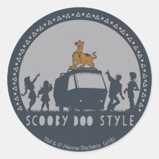 Pegatina Redonda Scooby-Doo Style Tribal Van Silhouette