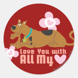 Pegatina Redonda Scooby-Doo "Te amo con todo mi corazón"