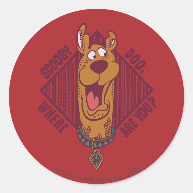 Pegatina Redonda Scooby-Doo Where Are You Tribal Graphic (Anverso)