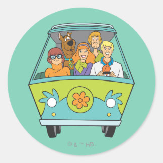 Pegatina Redonda Scooby-Doo y la máquina de misterio de pandillas
