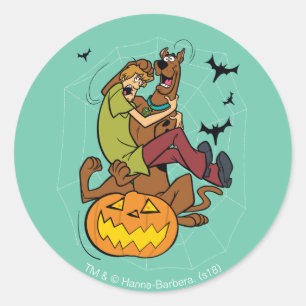Pegatina Redonda Scooby-Doo y Shaggy Halloween Fright