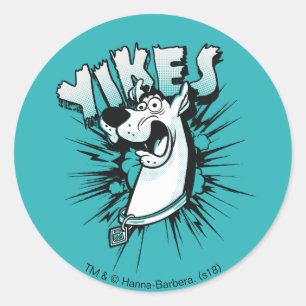 Pegatina Redonda Scooby-Doo "¡Yikes!" Gráfico de semitono