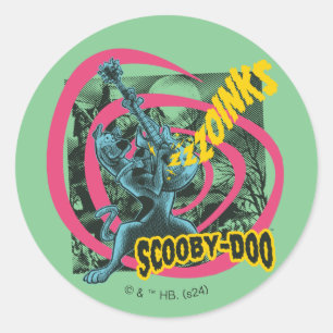 Pegatina Redonda Scooby-Doo Zoinks Punk Guitar Gráfico