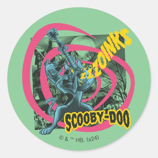 Pegatina Redonda Scooby-Doo Zoinks Punk Guitar Gráfico (Anverso)