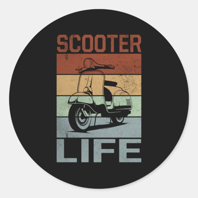 Pegatina Redonda Scoot Life Scooter Moped (Anverso)