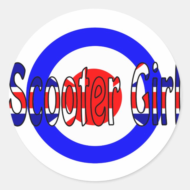 Pegatina Redonda Scooter Chica Mod target (Anverso)
